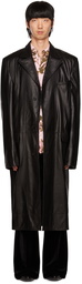 LU'U DAN Black Oversized Tailored Leather Coat