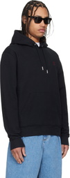 AMI Paris Black Cotton Red Ami de Coeur Hoodie