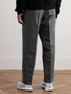 mfpen - Straight-Leg Pinstriped Cotton and Linen-Blend Trousers - Gray