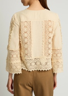 BY Malene Birger Donna Guipure Lace Linen-blend top Cream