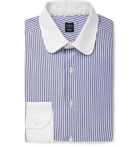 Beams F - Blue Cleric Slim-Fit Penny-Collar Striped Cotton Oxford Shirt - Men - Blue