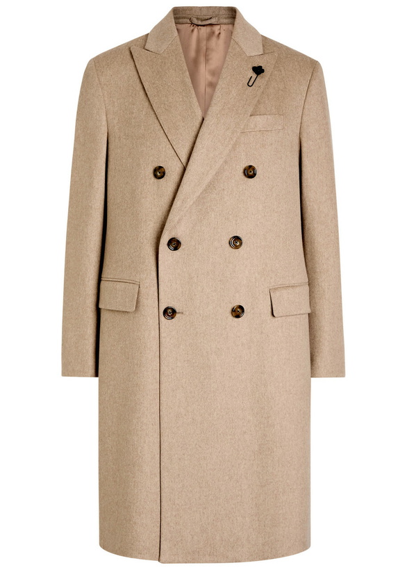 Photo: Lardini Double-breasted Wool Coat Beige