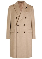 Lardini Double-breasted Wool Coat Beige