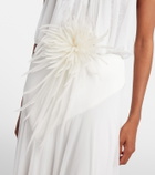 David Koma Draped floral-appliqué gown