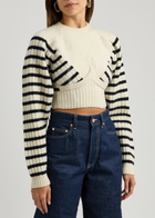 Jean Paul Gaultier Striped Cropped Wool-blend Jumper Cream