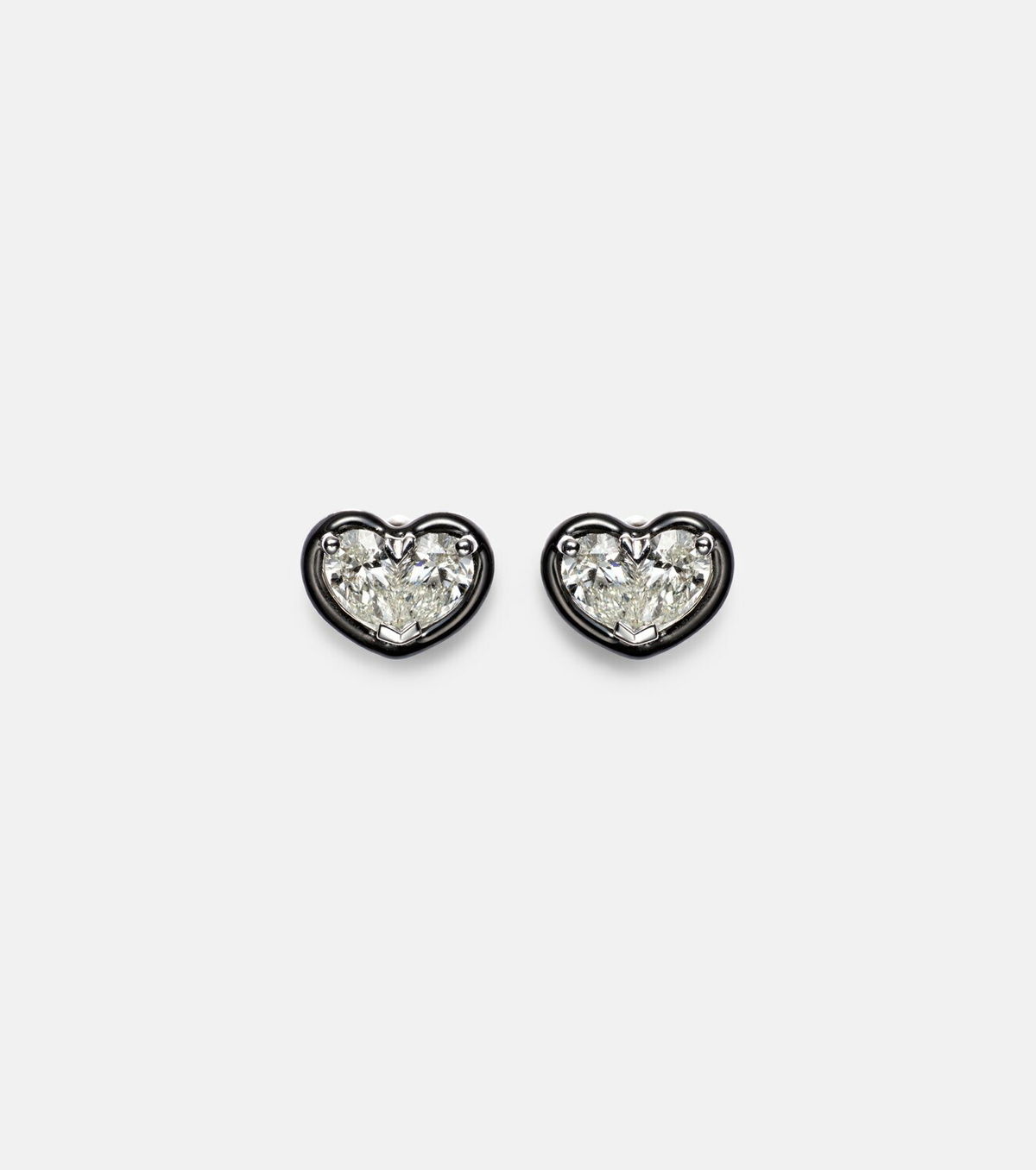 Kamyen Heartbeats 18kt white gold and enamel earrings with diamonds