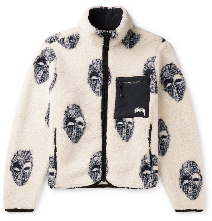 Photo: Stüssy - Nylon-Trimmed Printed Fleece Jacket - Neutrals