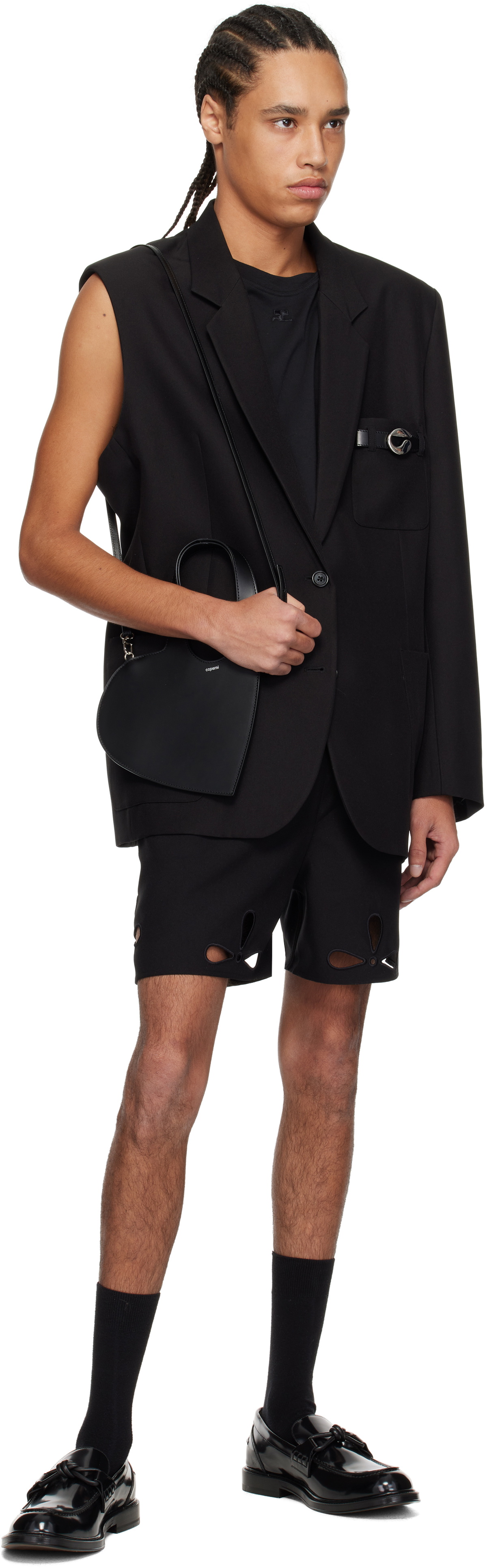 Coperni Black One-Arm Belted Pocket Tailored Blazer