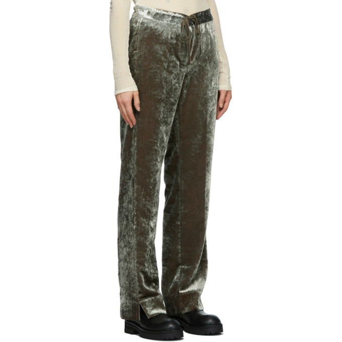 Ann Demeulemeester Green Crushed Velvet Trousers Ann Demeulemeester