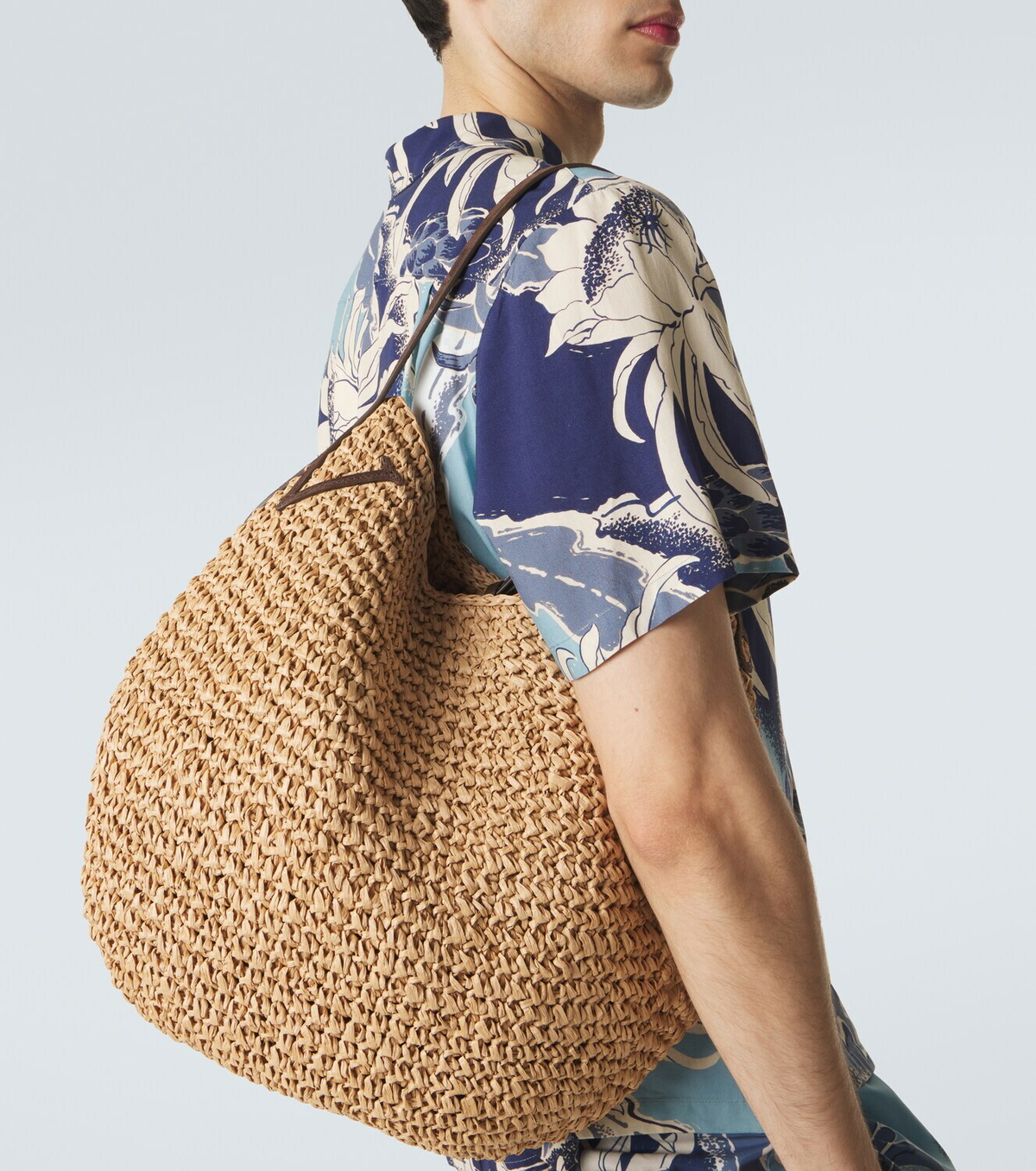 JW Anderson Bulb XL suede-trimmed raffia bucket bag