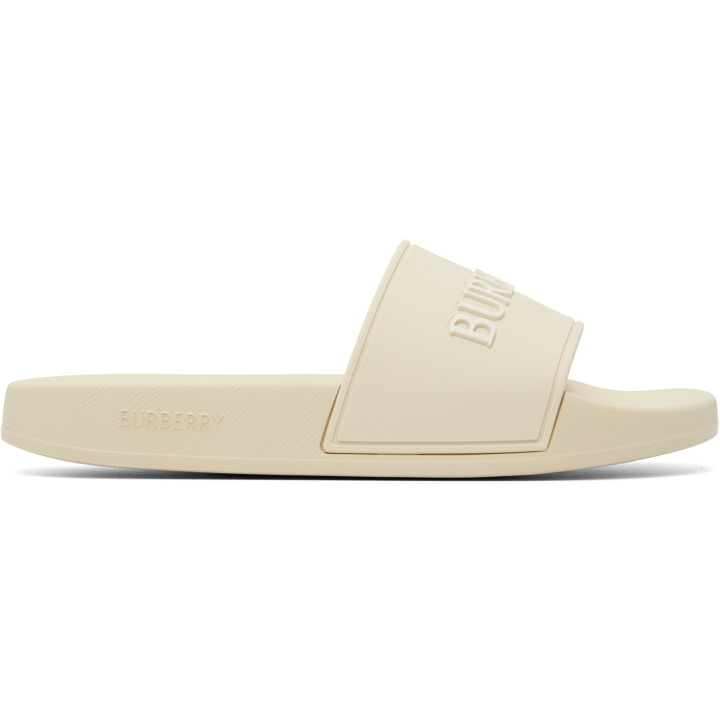 Photo: Burberry Off-White Logo Slides