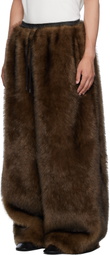 LU'U DAN Brown Yeti Wide-Cut Bontan Faux-Fur Sweatpants
