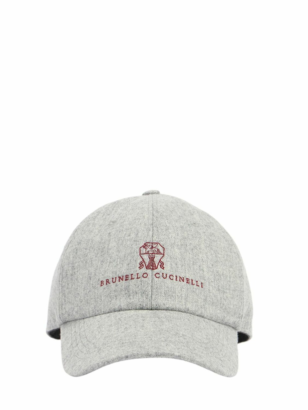 Photo: BRUNELLO CUCINELLI Logo Wool Flannel Baseball Cap