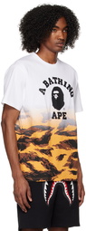 BAPE White & Orange Tiger Camo Gradation College T-Shirt