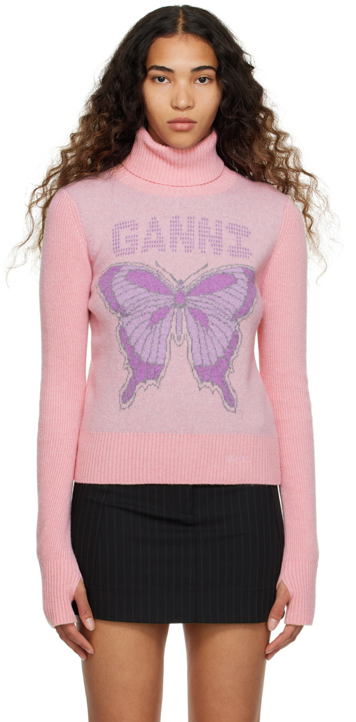 GANNI Pink Paneled Turtleneck GANNI 