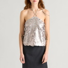Hosbjerg Women's Delilah Sequin Top in Light Grey