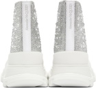 Alexander McQueen Silver Crystal-Cut Suede Sneakers