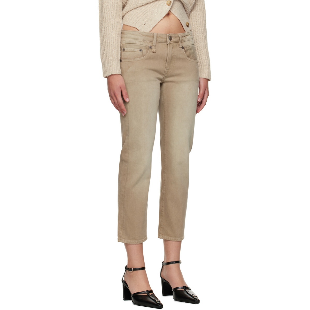 R13 Tan Boy Straight Jeans