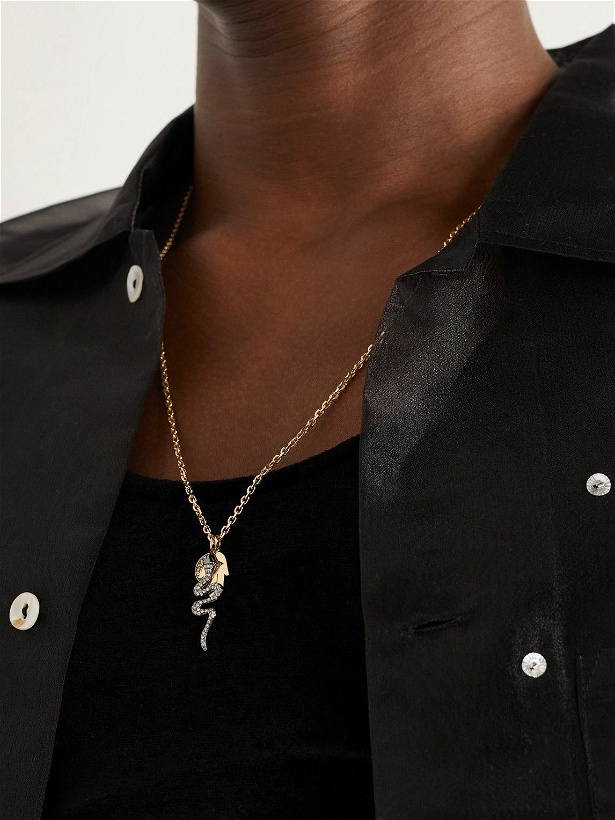Photo: Sydney Evan - Elephant Small Gold, Silver and Diamond Necklace
