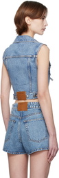Alexander Wang Blue Clear Bead Hotfix Denim Vest