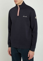 Moncler Logo-embroidered Cotton-blend Sweatshirt Navy