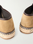 Manolo Blahnik - Nerano Leather-Trimmed Suede Espadrilles - Brown