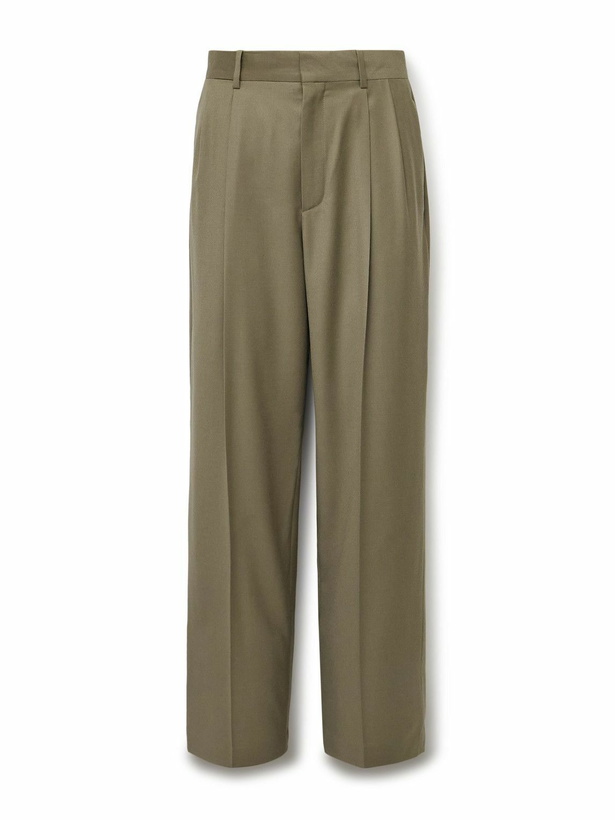 Photo: The Row - Zev Straight-Leg Pleated Virgin Wool-Twill Trousers - Neutrals