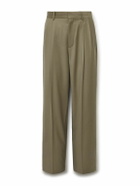 The Row - Zev Straight-Leg Pleated Virgin Wool-Twill Trousers - Neutrals