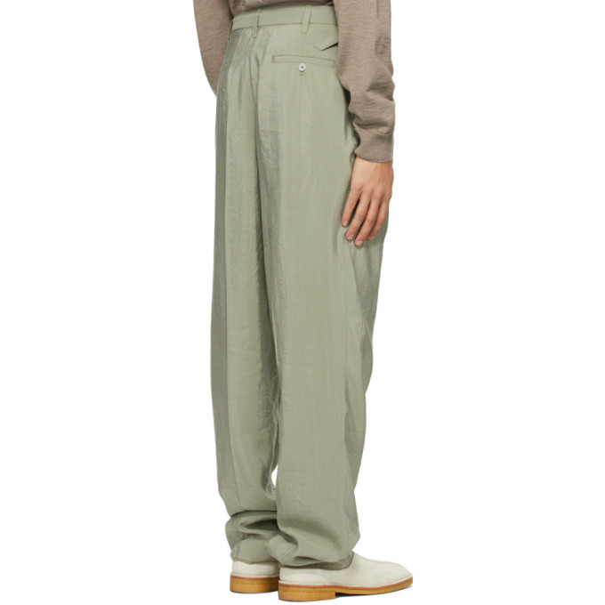 Lemaire Green Silk Loose Trousers Lemaire