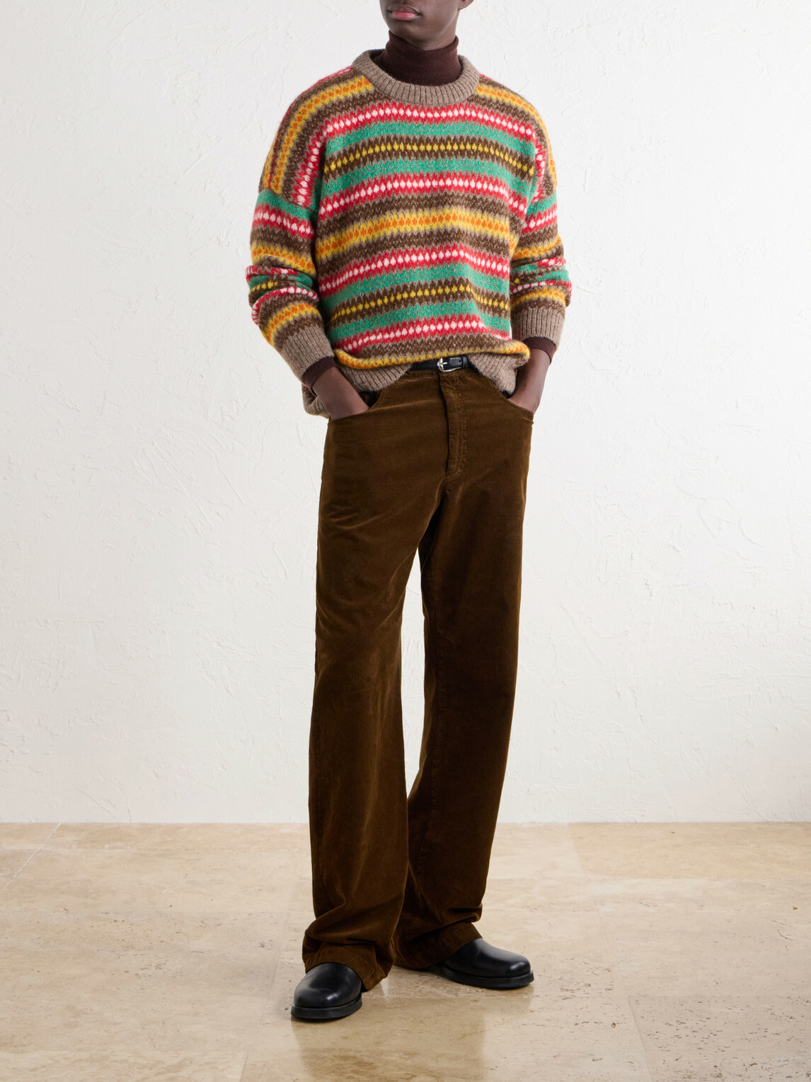Monitaly - Fair Isle Alpaca-Blend Intarsia Sweater - Brown