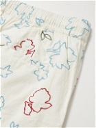 Corridor - Straight-Leg Embroidered Linen and Cotton-Blend Drawstring Shorts - Neutrals