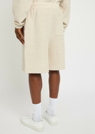 Ami Paris Logo-embroidered Towelling Cotton-blend Shorts Ivory