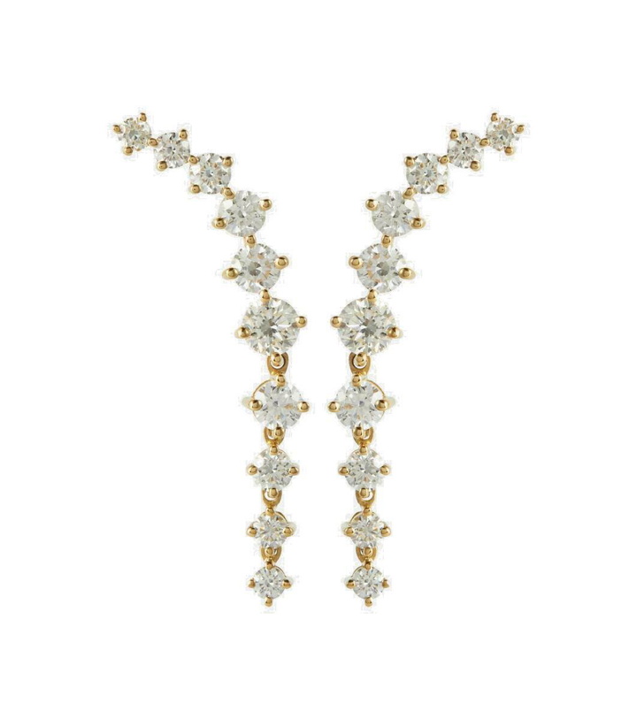 Photo: Melissa Kaye Aria Dagger Mini 18kt gold earrings with diamonds