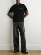 Balmain - Logo-Embroidered Cotton-Piqué Half-Zip Polo Shirt - Black