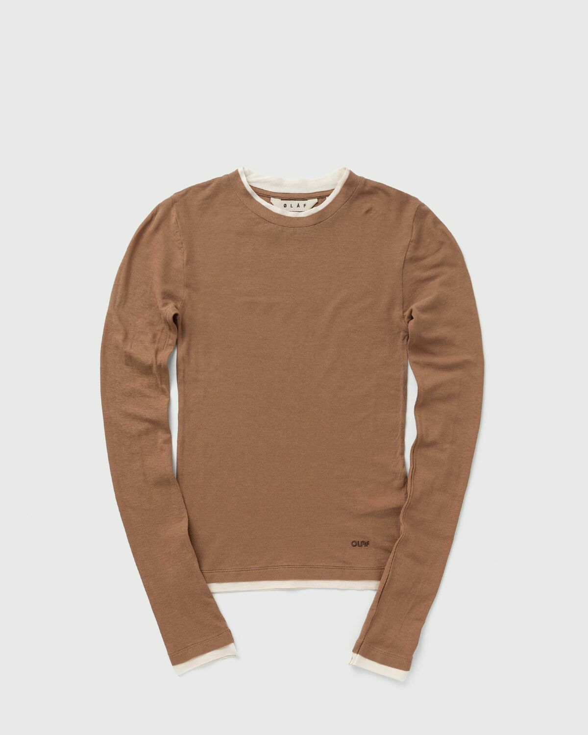 ØLÅF RETRO LOGO DOUBLE LAYER TOP LS Brown Womens Longsleefe