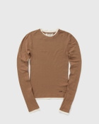 ØLÅF RETRO LOGO DOUBLE LAYER TOP LS Brown Womens Longsleefe
