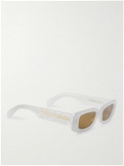 Palm Angels - Lala Rectangular-Frame Glittered Acetate Sunglasses