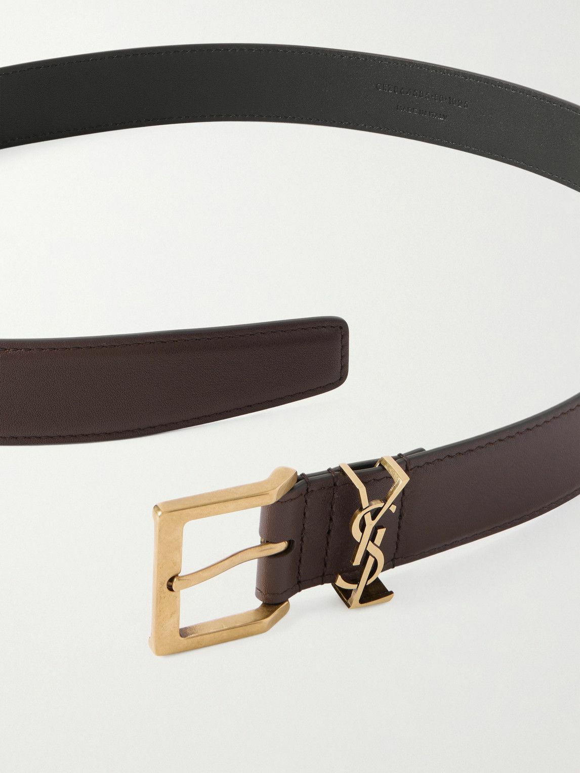 SAINT LAURENT - 3cm Leather Belt - Burgundy