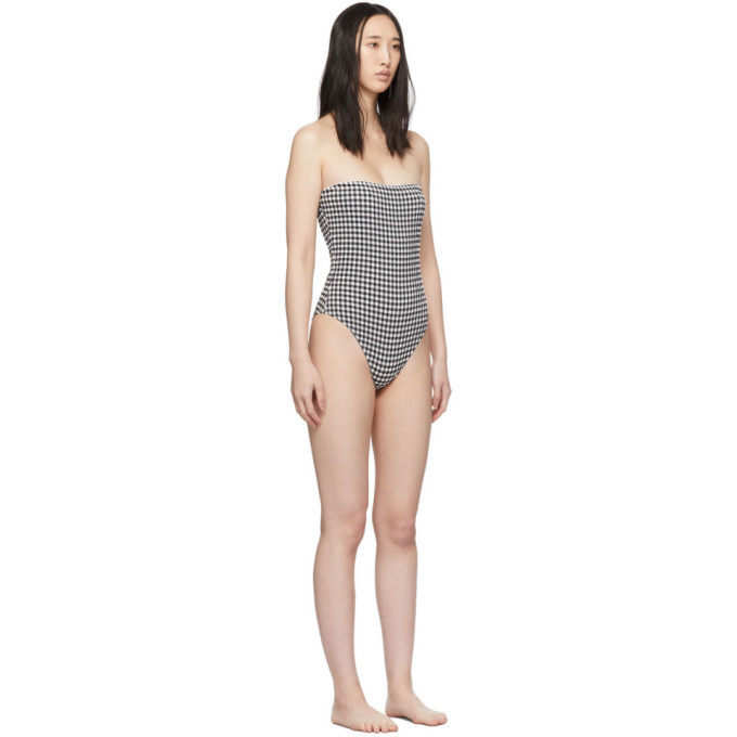 Solid and Striped Black and White Gingham The Madeline One-Piece