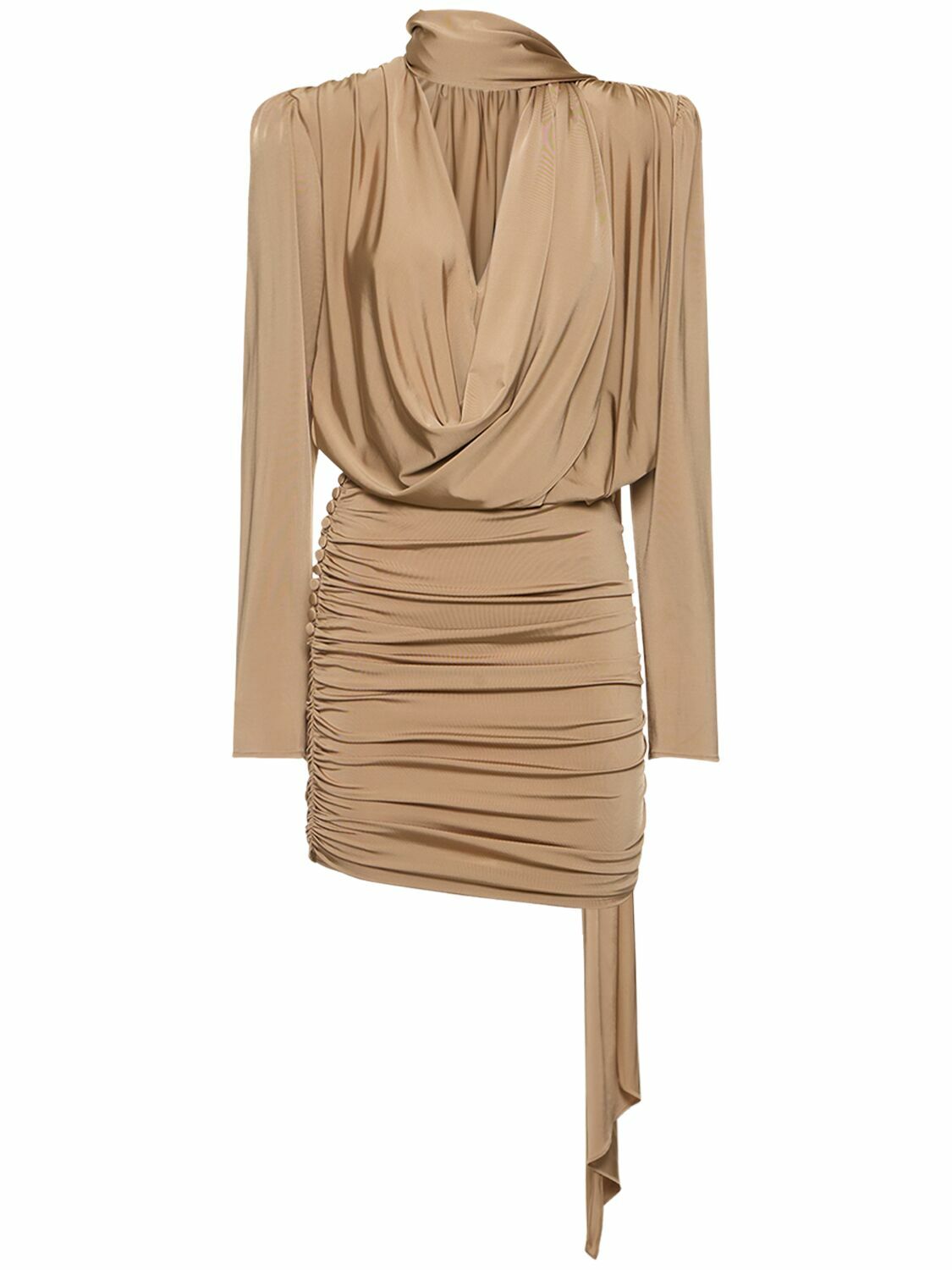 MAGDA BUTRYM - Draped Satin Mini Dress W/scarf Magda Butrym