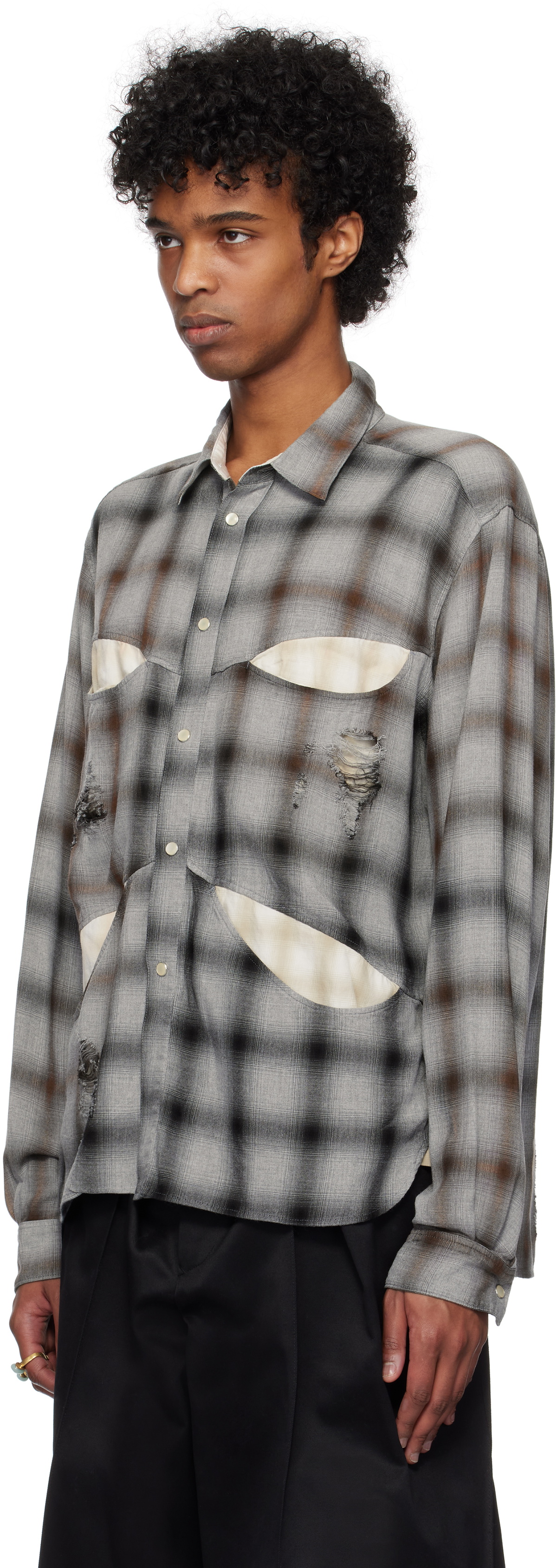 Khoki Gray Vintage-Effect Shirt