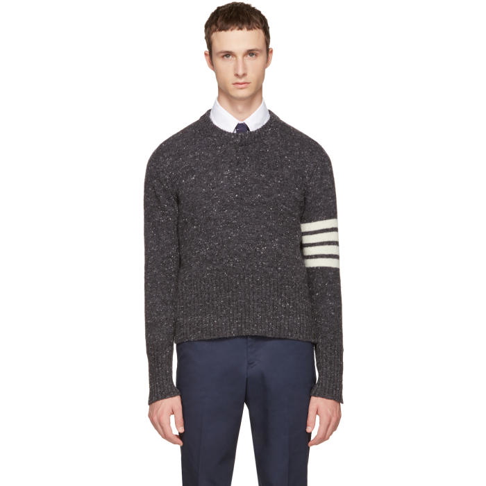 Photo: Thom Browne Grey Classic Mohair Crewneck Pullover