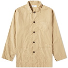 Universal Works Men's Fine Poplin Bakers Overshirt in Sand