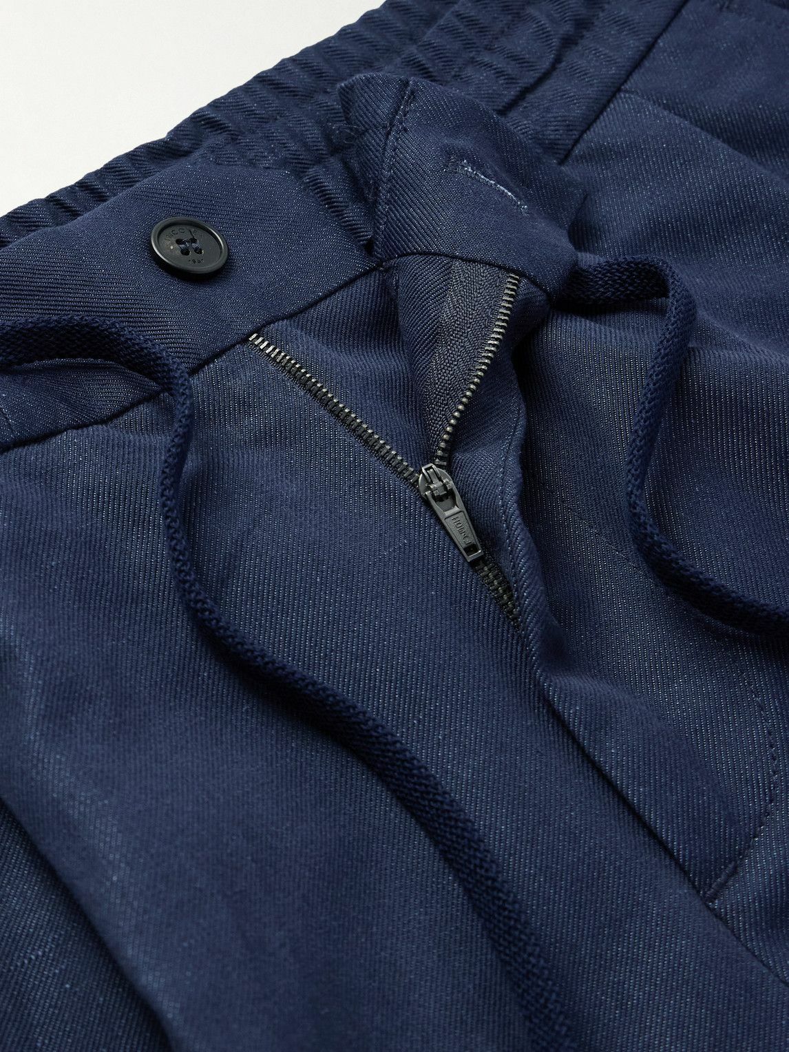 Incotex - Venezia 1951 Straight-Leg Cotton and Linen-Blend Twill Drawstring Bermuda Shorts - Blue