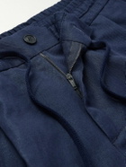 Incotex - Venezia 1951 Straight-Leg Cotton and Linen-Blend Twill Drawstring Bermuda Shorts - Blue