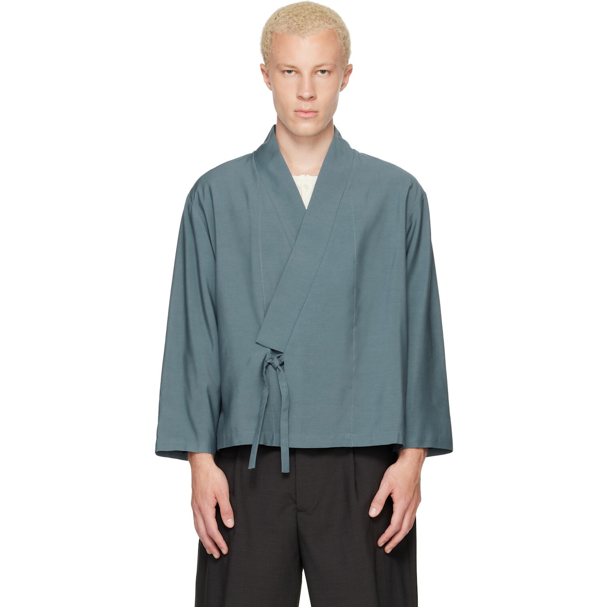 Kenzo Navy Kenzo Paris Viscose & Wool Kimono Jacket