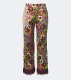 Alémais Joanna fringed printed wide-leg pants