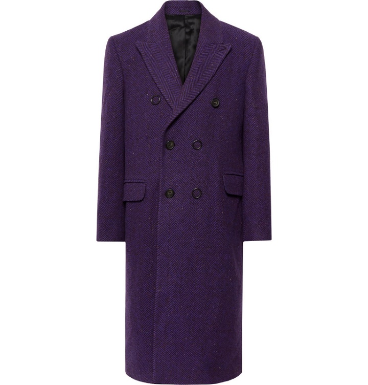 Photo: Acne Studios - Onslow Double-Breasted Herringbone Wool-Blend Overcoat - Purple