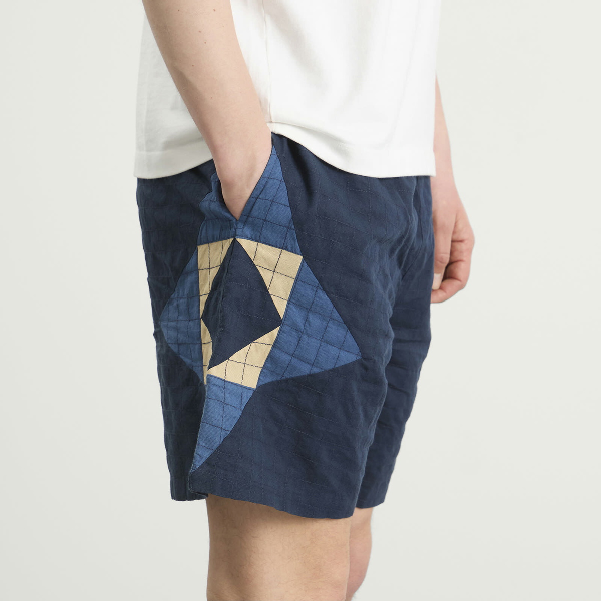 A.P.C. Men's Connor Patchwork Shorts in Indigo