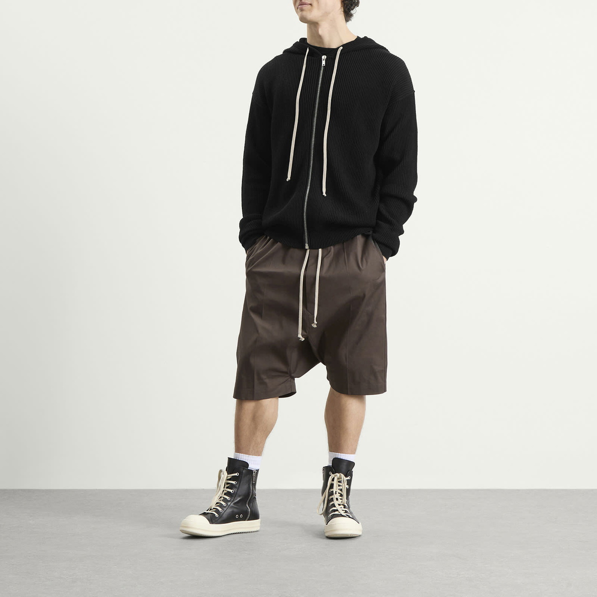 Rick Owens Men's Zip Knitted Hoodie in Black